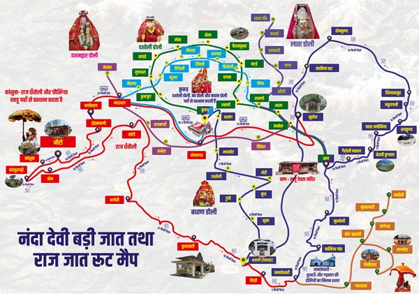 Nanda Devi Badi Jat and Raj Jat Route Map