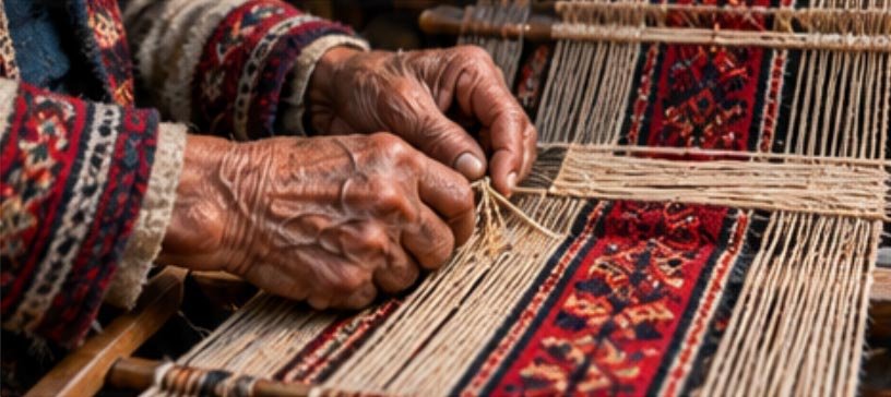 Himalayan artisan working on traditional craft