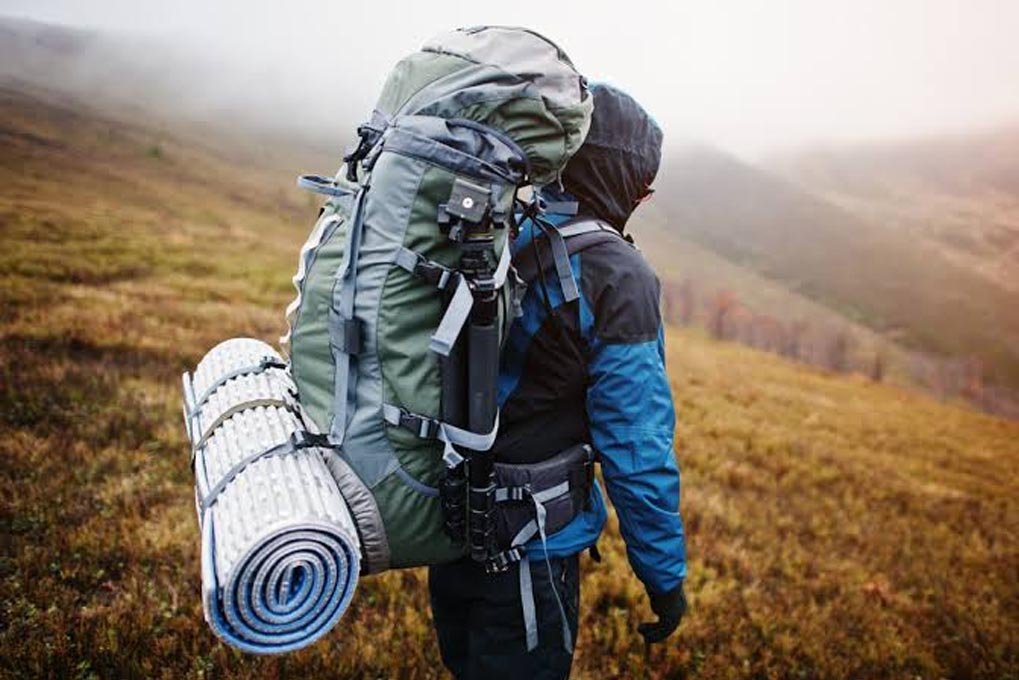 Trekking backpack with essential supplies