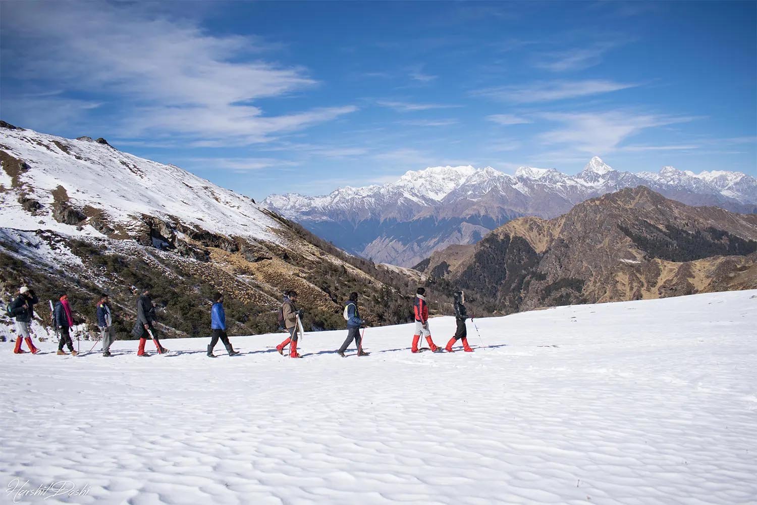 Wide Himalayan mountain panorama near Kuari Pass